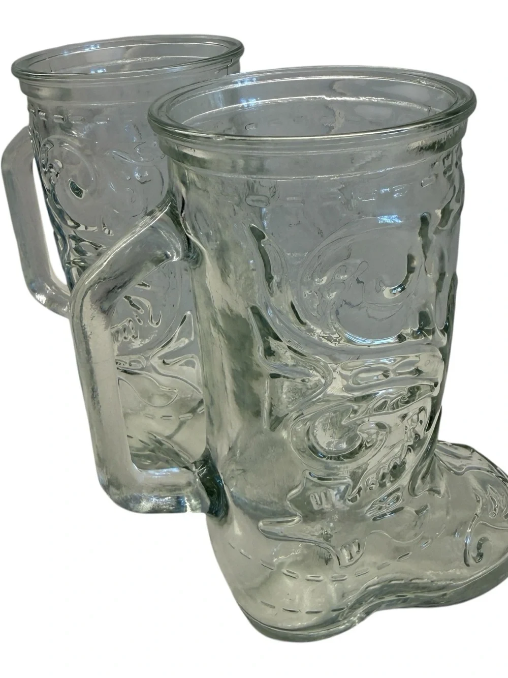 Vintage Cowboy Boot Glass Mugs Set Western Barware Ranch Decor Cowboy Cups Texas
